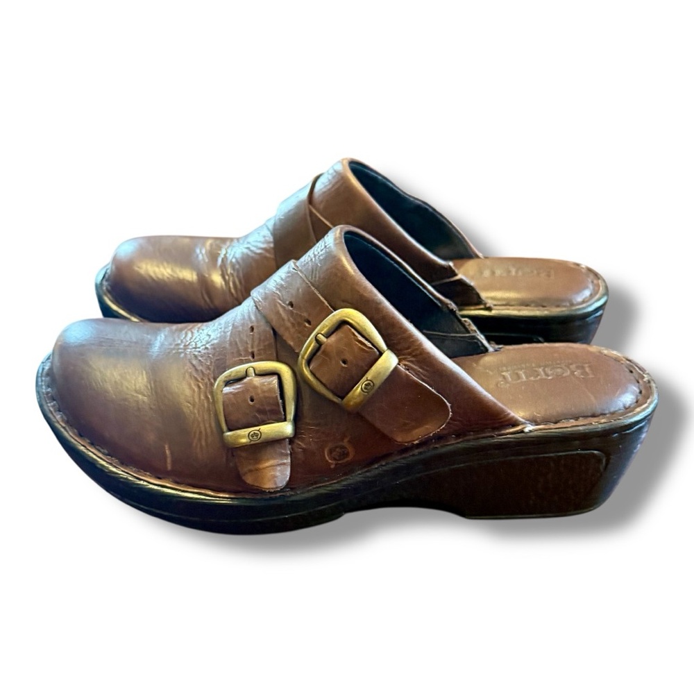 Born Brown Leather Clogs 7